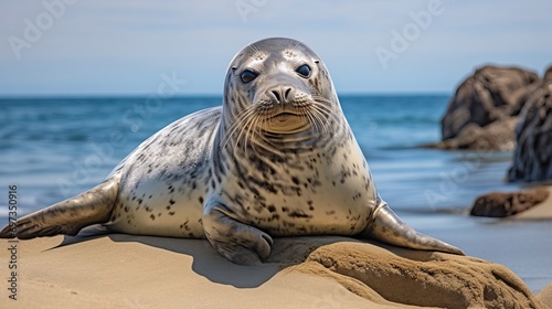 A seal is resting on the shore of big sur, california. © Ruslan