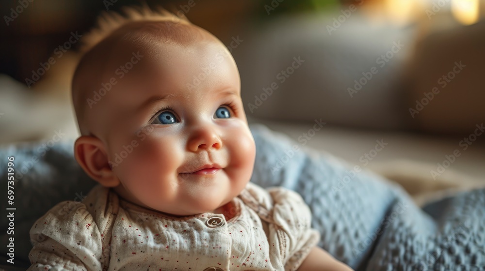 Portrait Bald Baby Playful Attitude, Background HD For Designer