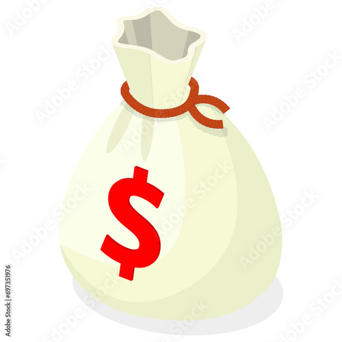 a money bag with a bold red dollar sign
