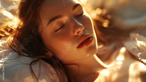 Portrait Happy Woman Singing Her Bed, Background HD For Designer