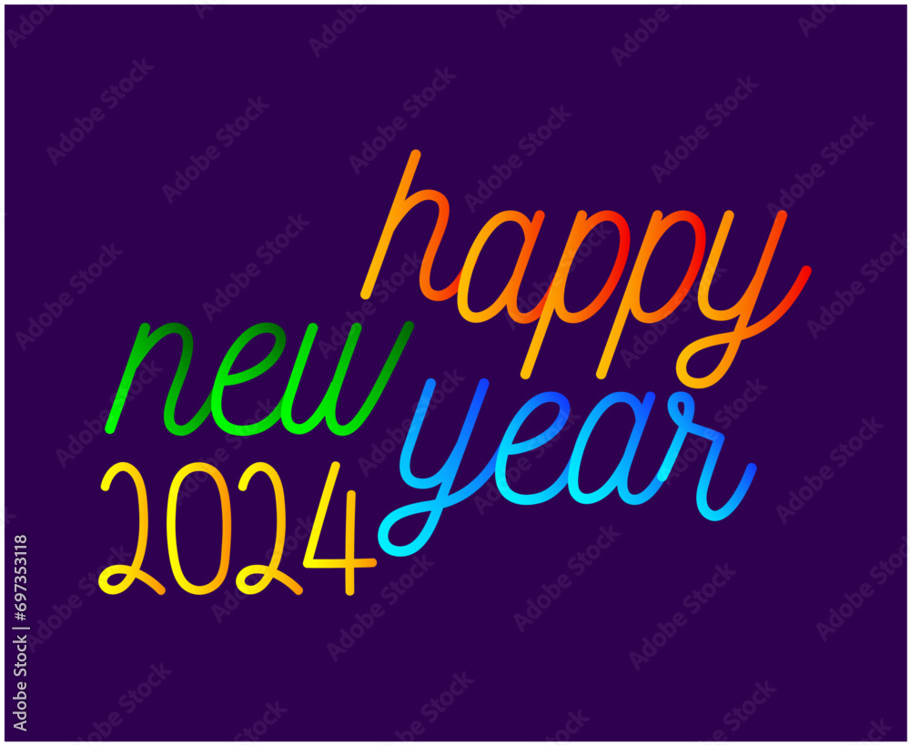 Happy New Year 2024 Abstract Multicolor Graphic Design Vector Logo Symbol Illustration With Purple Background Happy New Year 2024 Abstract Multicolor Graphic Design Vector Logo Symbol Illustration With Purple Background
