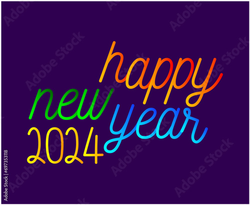 Wallpaper Mural Happy New Year 2024 Abstract Multicolor Graphic Design Vector Logo Symbol Illustration With Purple Background Torontodigital.ca