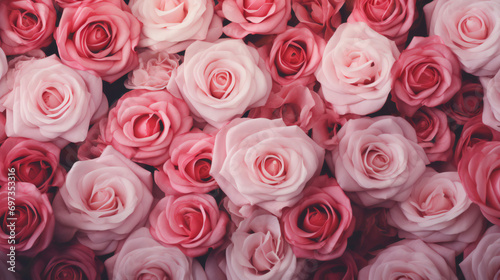 A beautiful bouquet of pink and white garden roses, floribunda and persian buttercups, arranged with love for valentine's day