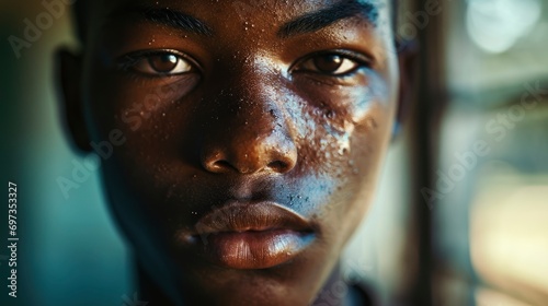 Portrait Tired Handsome African American Teenager  Background HD For Designer