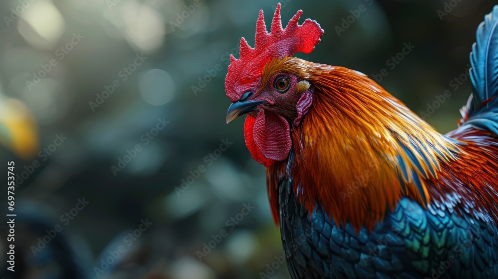 Singing Rooster Portrait Isolated Over White, Background HD For Designer
