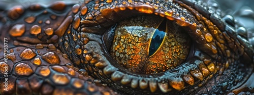 A close-up of a dragon's eyes. The reptilian gaze. photo