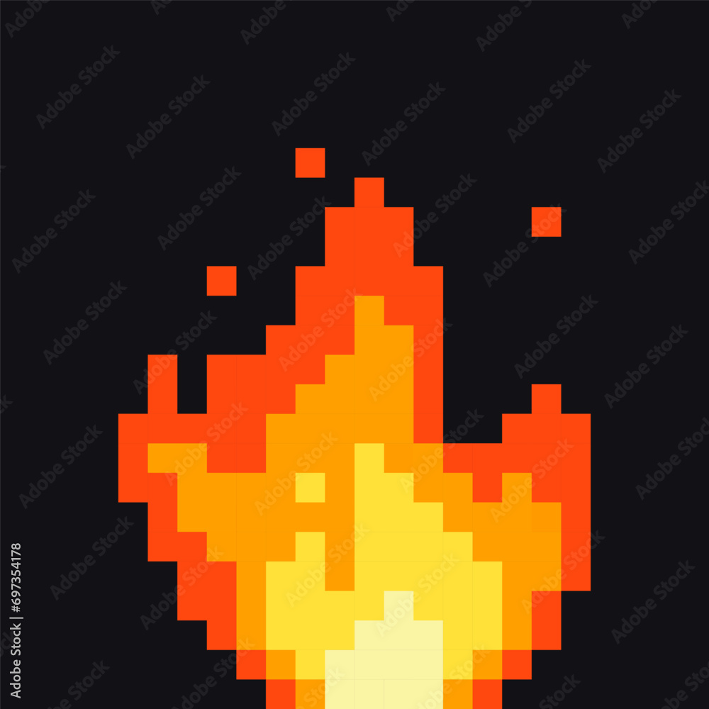 Fire pixel art icon 8-bit sprite bonfire. Isolated vector illustration for pixel art games. Fire pixel art icon 8-bit sprite bonfire. Isolated vector illustration for pixel art games.