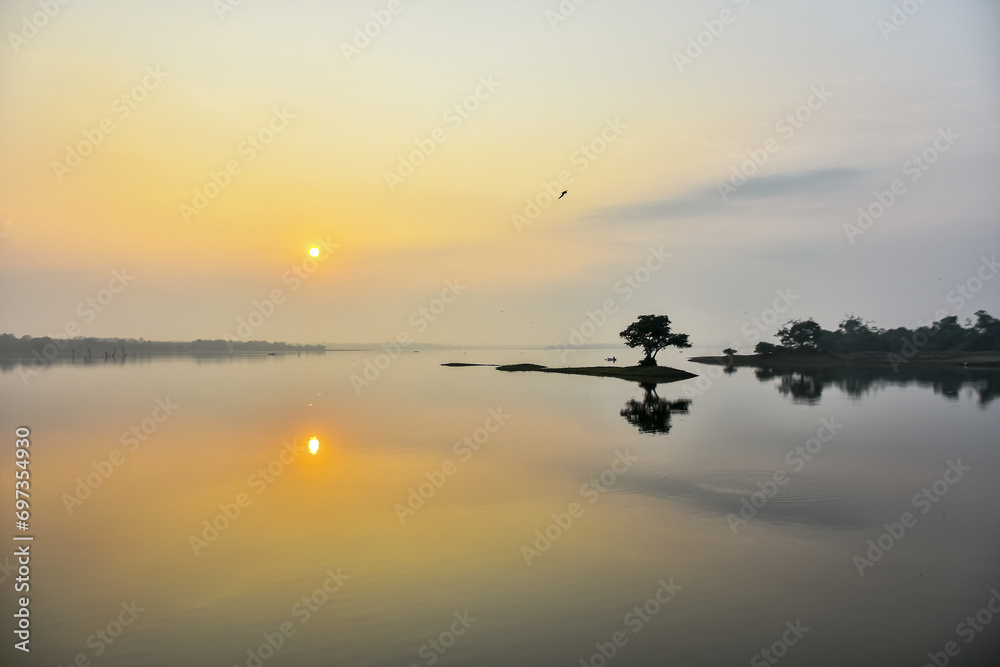 Early morning view of an ice age pond