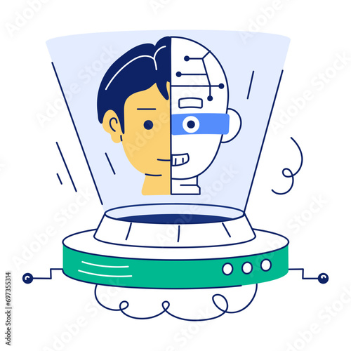 Get this hand drawn illustration of humanoid robot 