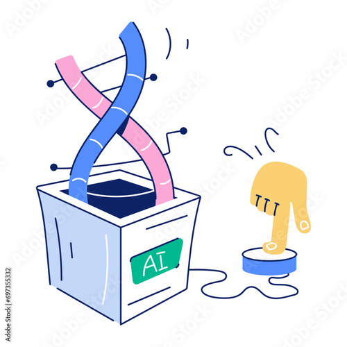 Trendy doodle illustration depicting dna modification 