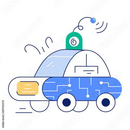 Here’s a doodle illustration depicting driverless car 