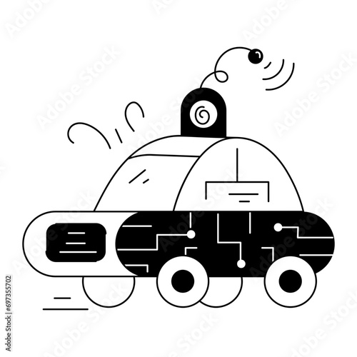 Here’s a doodle illustration depicting driverless car 