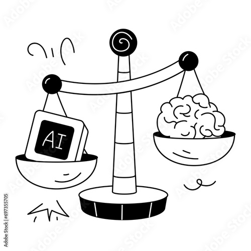 Ai law handy doodle illustration 
