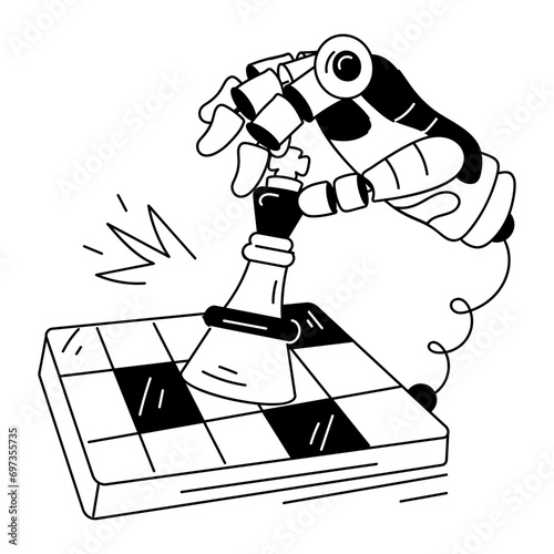 Here’s a doodle illustration depicting ai chessboard 