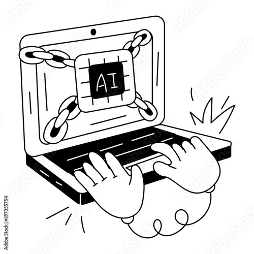Check out this hand drawn illustration of laptop privacy 