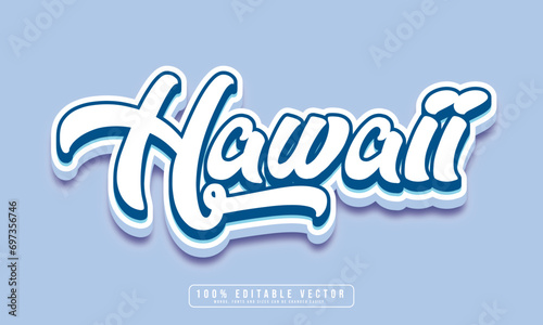 Hawaii text effect vector. Editable 3d college t-shirt design printable text effect vector 