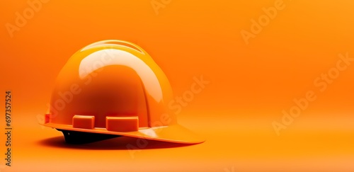 orange safety helmet in photo on orange Background photo