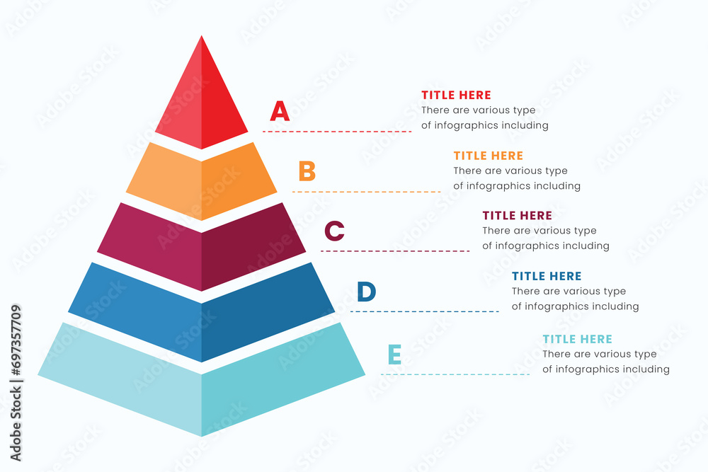 Pyramid infographic design element template, layout vector for presentation, banner, report, brochure, and flyer. - obrazy, fototapety, plakaty 