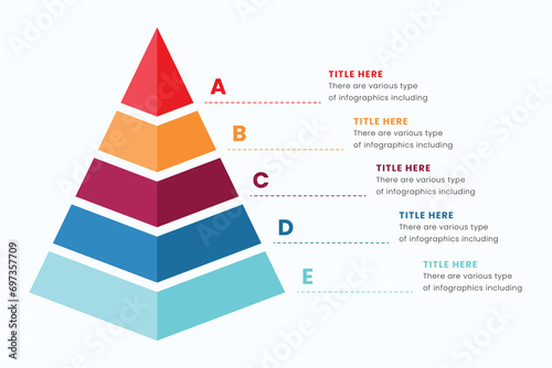 Pyramid infographic design element template, layout vector for presentation, banner, report, brochure, and flyer. photo