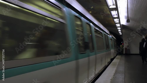 A Metro Station in Paris, France. 4K Resolution.