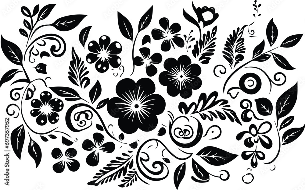 Flower Line Art Silhouette Illustration Vector Flower Line Art Silhouette Illustration Vector