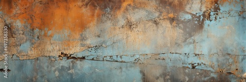 Texture of an old, scratched and rusty grunge concrete and metal structure photo