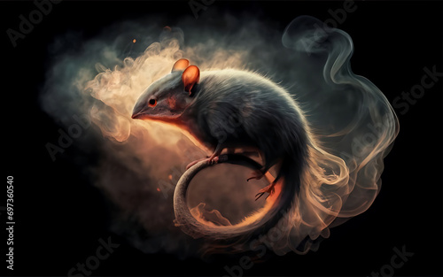 an ethereal and mesmerizing image of an False Antechinus Embrace the styles of illustration  dark fantasy  and cinematic mystery the elusive nature of smoke