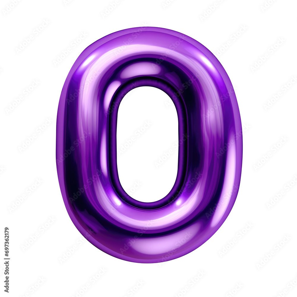 purple metallic O alphabet balloon Realistic 3D on white background. purple metallic O alphabet balloon Realistic 3D on white background.