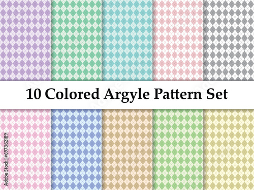 Set Of Colored Light Argyle Seamless Pattern