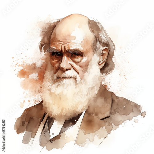 Reconstitution of Charles Darwin’s portrait, ia generated