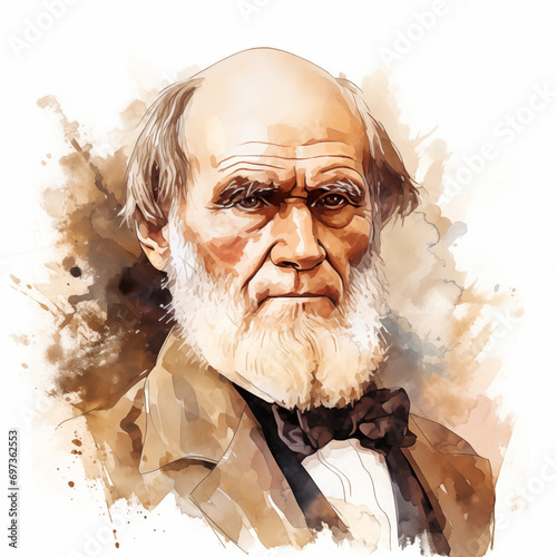 Reconstitution of Charles Darwin’s portrait, ia generated