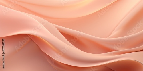 background made of wavy delicate silk on the light peach color, banner, copy space