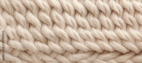 Close-up Texture of Cream Knitted Wool Fabric