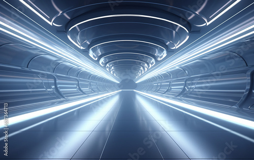 white light shining through futuristic tunnel