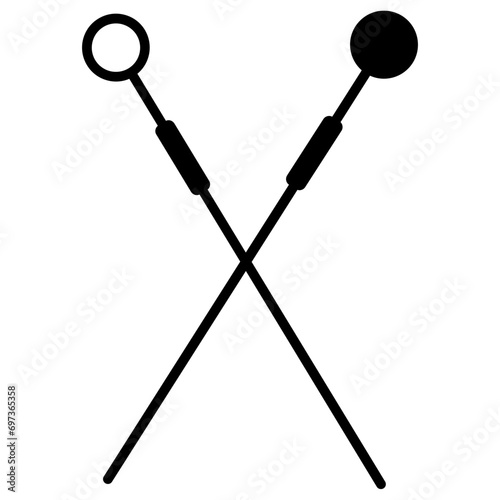 Knitting needles solid glyph icon illustration