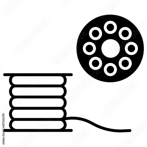 Thread role solid glyph icon illustration