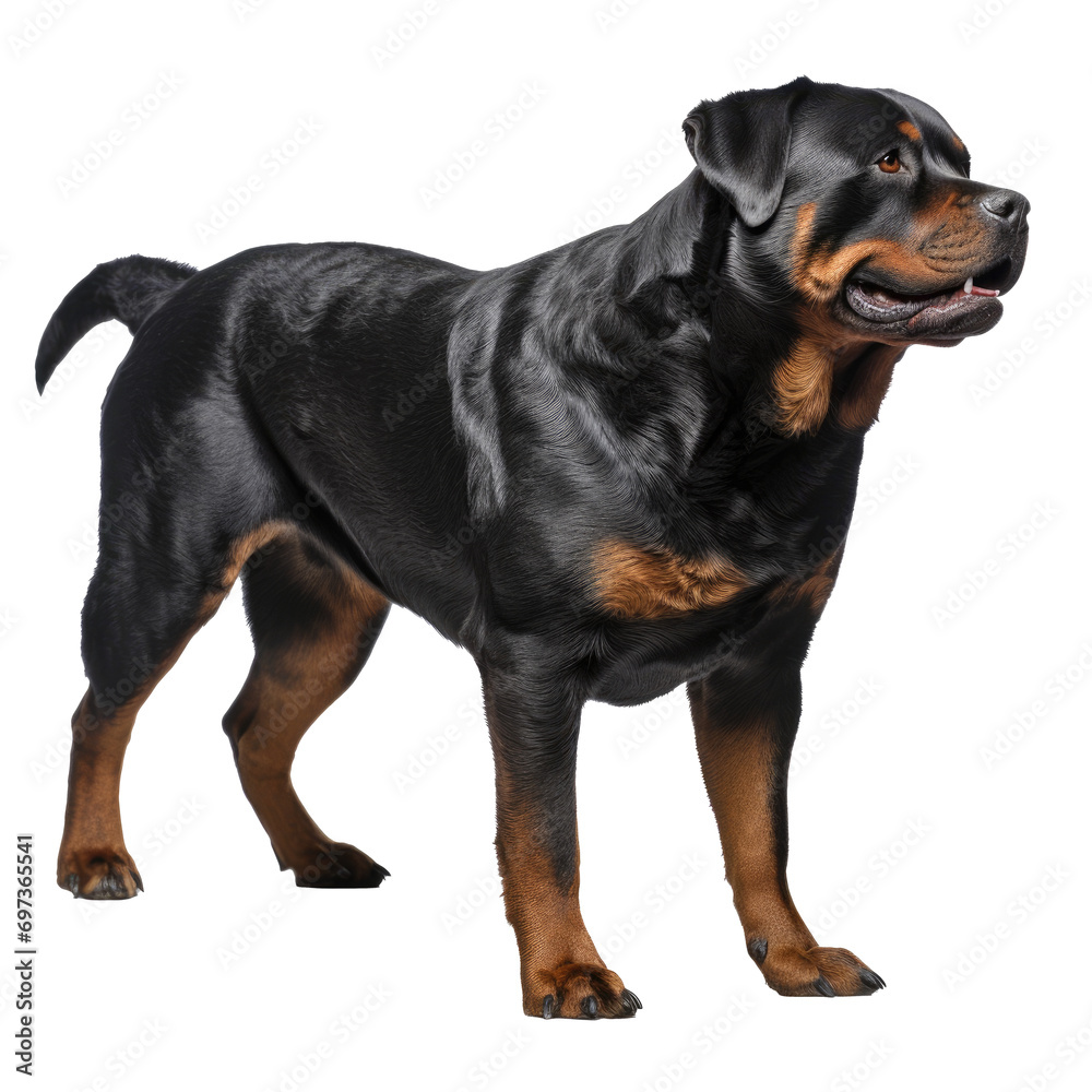 Rottweiler dog walking isolated on white background Rottweiler dog walking isolated on white background