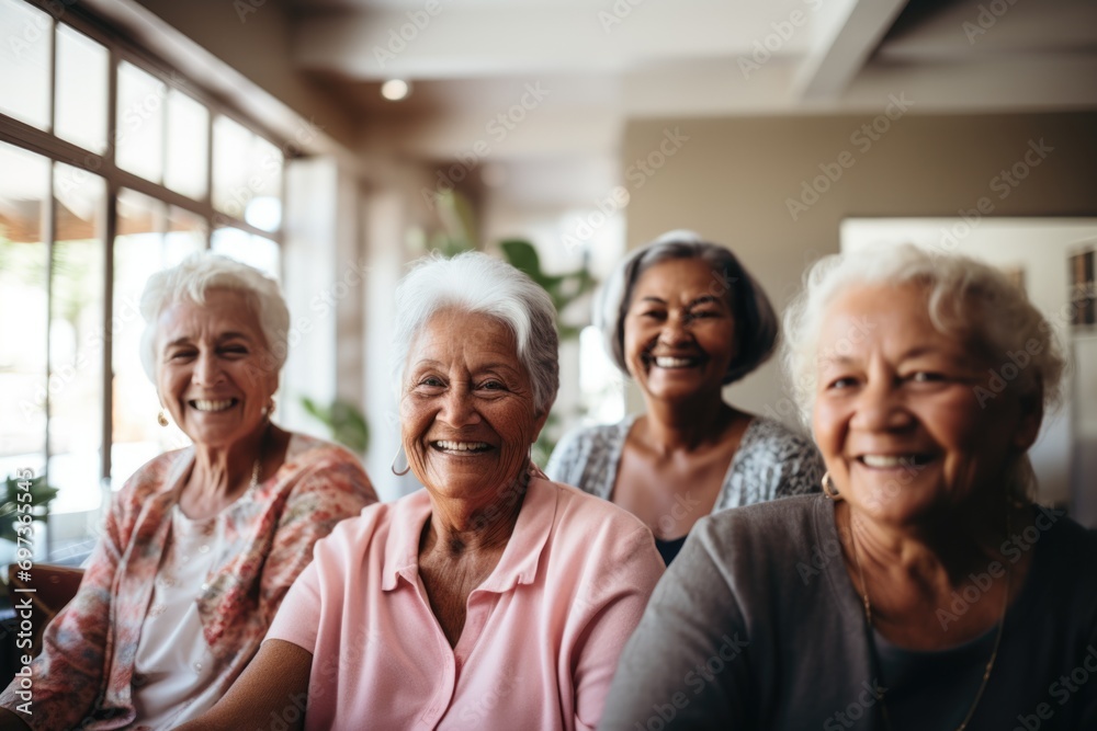 Portrait of a elderly group of senior people in nursing home Portrait of a elderly group of senior people in nursing home