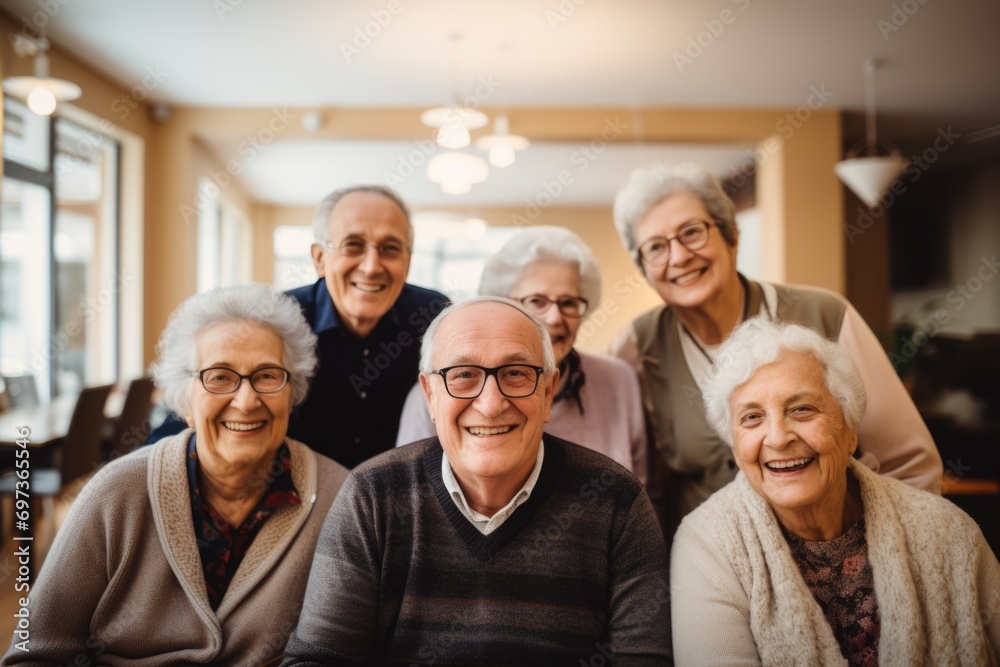 Portrait of a elderly group of senior people in nursing home Portrait of a elderly group of senior people in nursing home