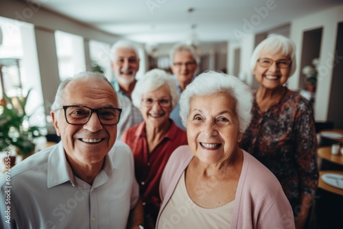 Portrait of a elderly group of senior people in nursing home
