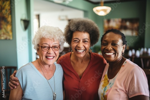 Portrait of a elderly group of senior people in nursing home photo