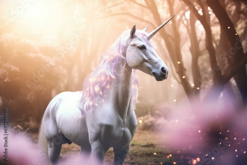 Enchanted Forest Unicorn in Misty Woods