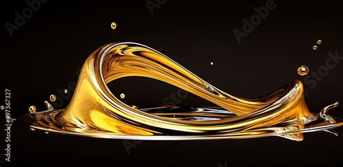 Oil splash bubbles on black Background