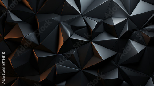 Journey into a world of artistic expression with a black triangular abstract background and a distinctive grunge surface in 3D rendering. #697368182