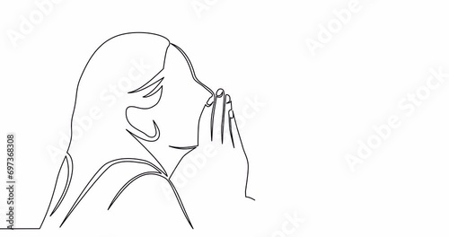 Self drawing line animation Woman and man are whispering continuous one single line drawn concept video