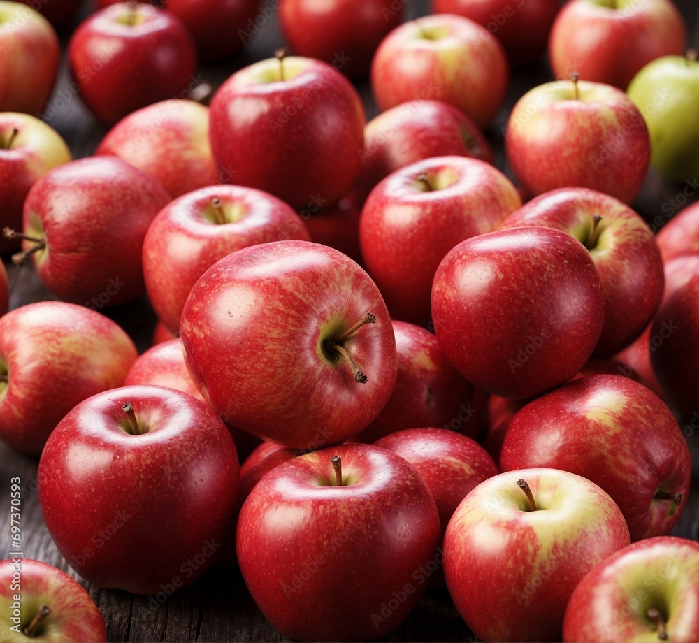 Fresh red apples on a wooden table. Selective focus. Shallow depth of field. Fresh red apples on a wooden table. Selective focus. Shallow depth of field.