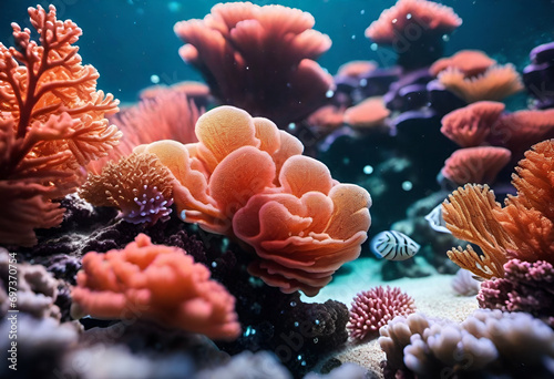 coral underwater in minimal style