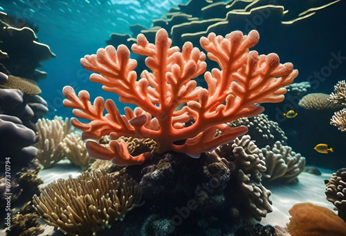 coral underwater in minimal style