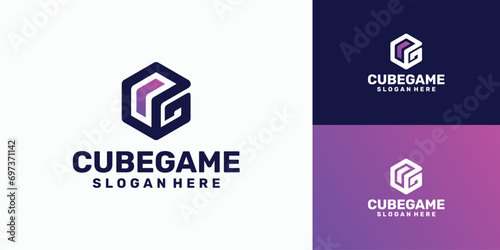 Letter G logo design in hexagon shape