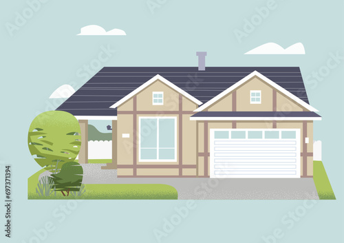 Suburban Residential house , flat vector style
